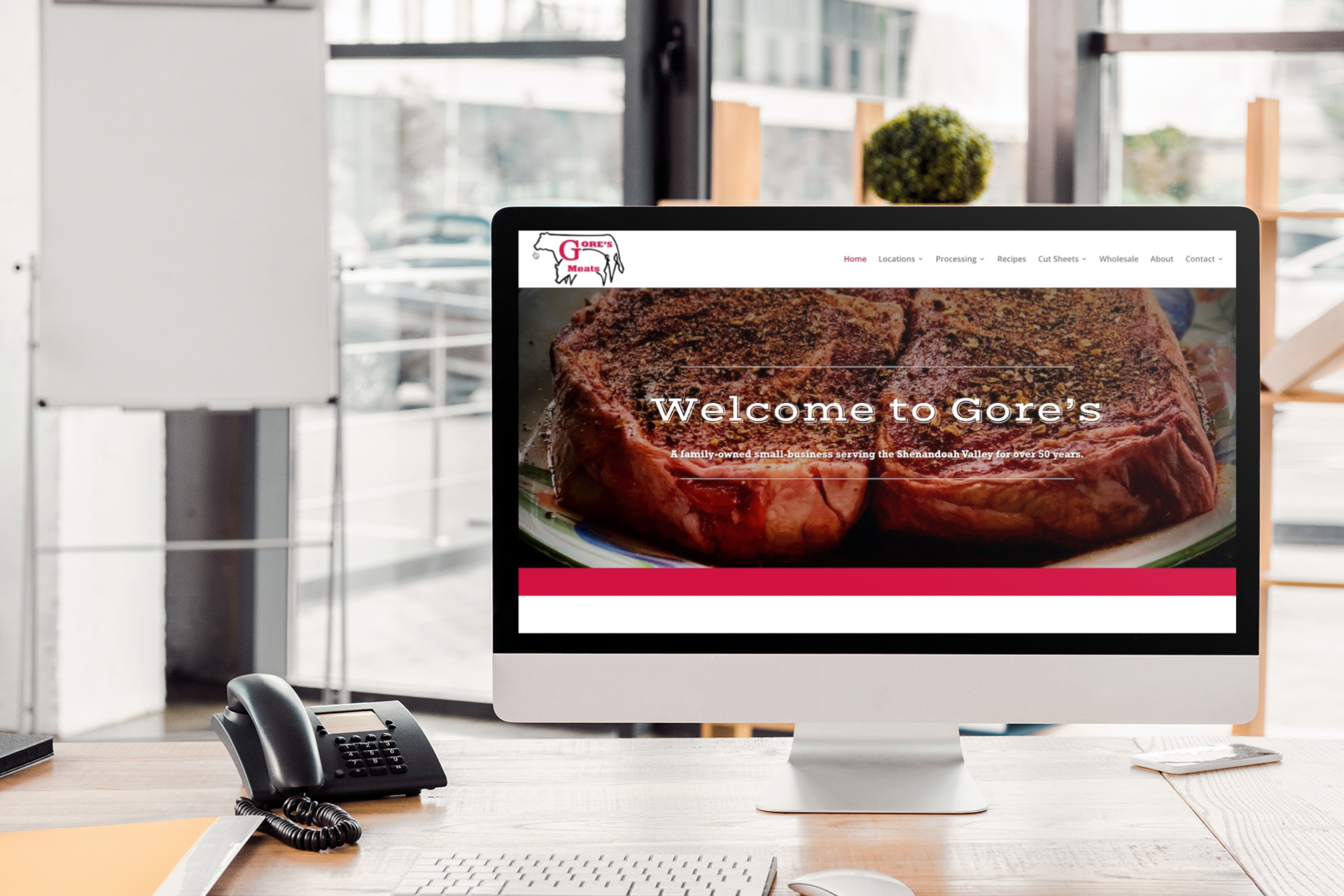 gores meats homepage on a computer mockup